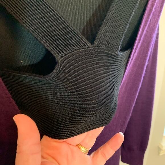 Sandro deep purple open criss cross back wool blend sweater size 1 or Small - Picture 8 of 12